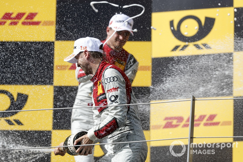 Podium: Race winner René Rast, Audi Sport Team Rosberg and second place Nico Müller, Audi Sport Team Abt Sportsline