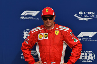 Pole sitter Kimi Raikkonen, Ferrari in parc ferme