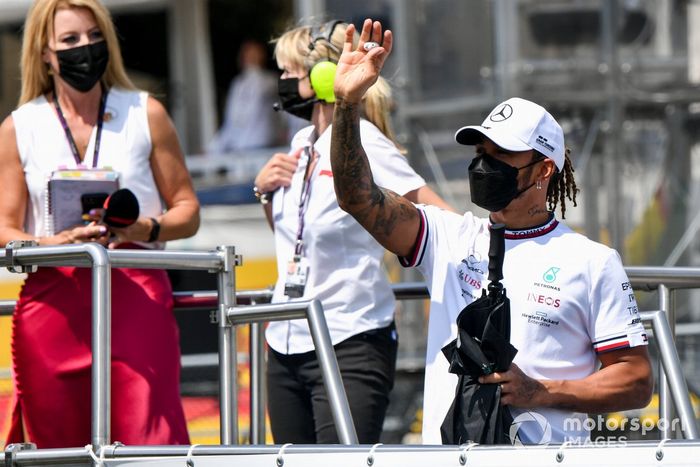 Lewis Hamilton, Mercedes en el desfile de pilotos