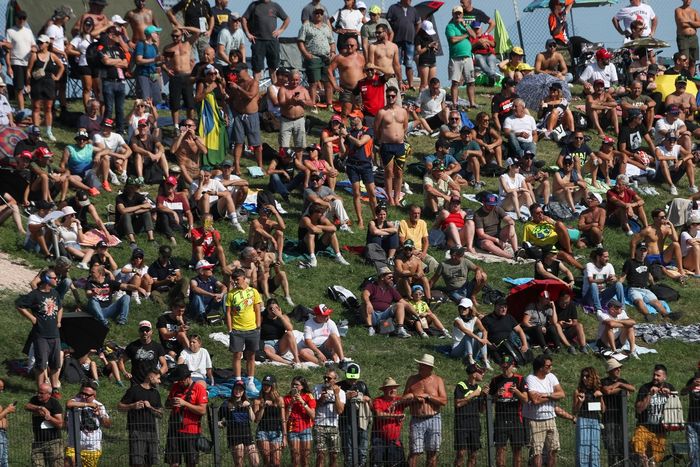 The fans watch from the hillsides during Qualifying ahead of the MotoGP of San Marino.