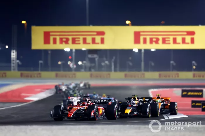 Charles Leclerc, Ferrari SF-23, Max Verstappen, Red Bull Racing RB19, Lando Norris, McLaren MCL60