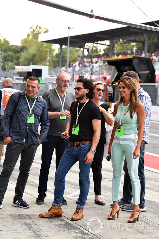 Liam Cunningham, Actor, Kit Harington, Actor, Alejandra Gutierrez, Actress & Model, Ted Dobrzynski, viagp.com and Stefano Zuech, Motorsport Consultant