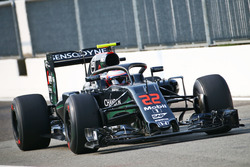 Jenson Button, McLaren MP4-31 con il dispositivo Halo