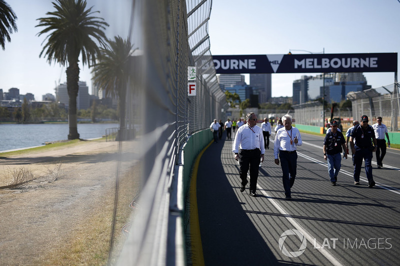 Charlie Whiting, FIA Delegate walks the track