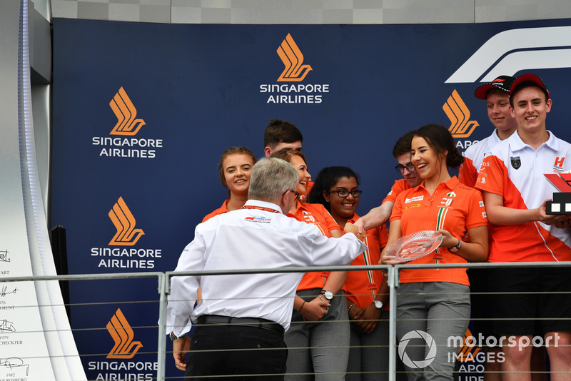 Ross Brawn, Formula One Managing Director of Motorsports with F1 in Schools on the podium 