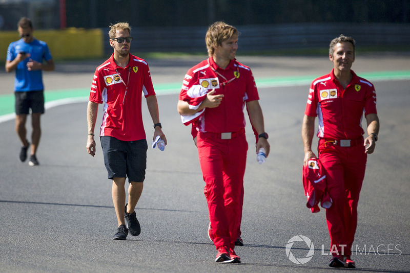 Sebastian Vettel, Ferrari walks the track