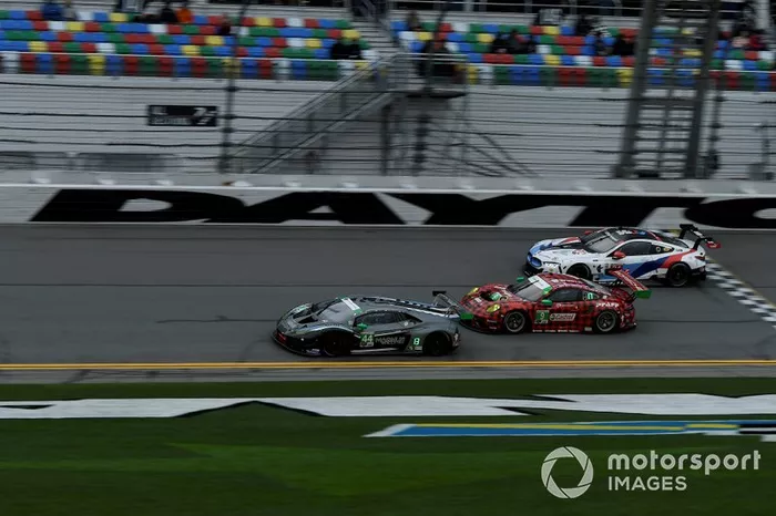 #44 Magnus Racing Lamborghini Huracan GT3, GTD: John Potter, Andy Lally, Spencer Pumpelly, Marco Mapelli, #9 PFAFF Motorsports Porsche 911 GT3 R, GTD: Scott Hargrove, Zacharie Robichon, Lars Kern, Dennis Olsen, #24 BMW Team RLL BMW M8 GTE, GTLM: Jesse Krohn, John Edwards, Chaz Mostert, Alex Zanardi