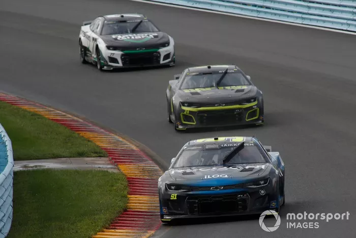 Kimi Raikkonen, TrackHouse Racing, Recogni Chevrolet Camaro, William Byron, Hendrick Motorsports, RaptorTough.com Chevrolet Camaro, Mike Rockenfeller, Spire Motorsports, Nations Guard Chevrolet Camaro