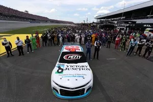 Nascar drivers stand in solidarity with Darrell Wallace Jr., Richard Petty Motorsports, Chevrolet Camaro before the Nascar Cup race