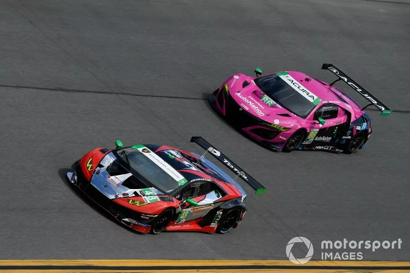 #48 Paul Miller Racing Lamborghini Huracan GT3, GTD: Madison Snow, Bryan Sellers, Corey Lewis, Andrea Caldarelli, #86 Meyer Shank Racing w/Curb-Agajanian Acura NSX GT3, GTD: Mario Farnbacher, Matt McMurry, Shinya Michimi, Jules Gounon