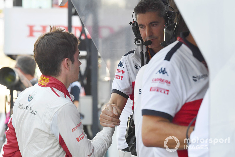 Charles Leclerc, Sauber and Xevi Pujolar, Sauber Head of Track Engineering