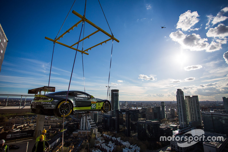 Aston Martin V8 Vantage GTE Challenger lift by crane