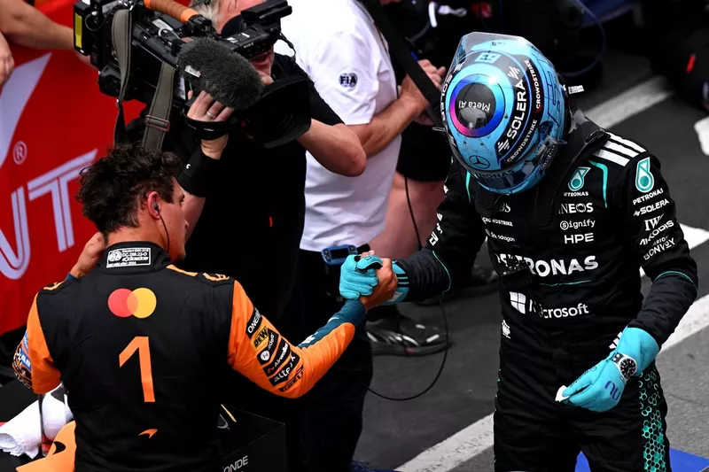 Lando Norris, McLaren, George Russell, Mercedes