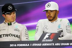 Nico Rosberg, Mercedes AMG F1 in the FIA Press Conference with team mate Lewis Hamilton, Mercedes AM