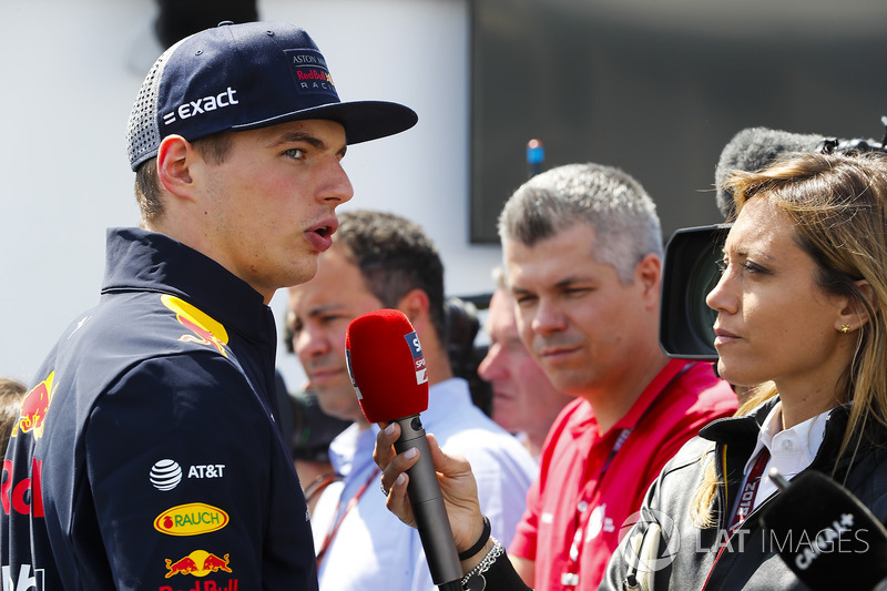 Max Verstappen, Red Bull Racing, speaks to the media