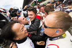 Toyota mechanics celebrate winning Le Mans 2018