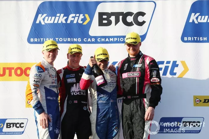 Podium, Rory Butcher, AmD Tuning Honda Civic, Adam Morgan, Cicely Racing Mercades A-Class , Jake Hill, Trade Price Cars Audi and Josh Cook, BTC Racing Honda Civic 