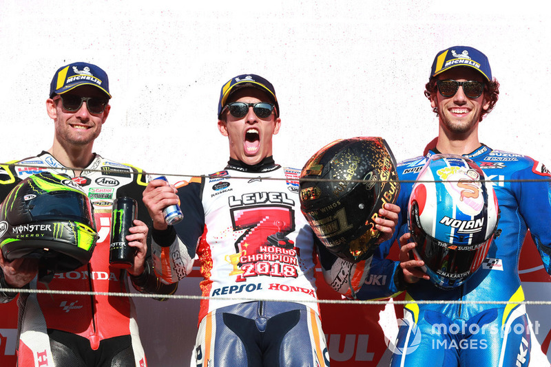 Podio: 1º Marc Marquez, 2º Cal Crutchlow, 3º Alex Rins
