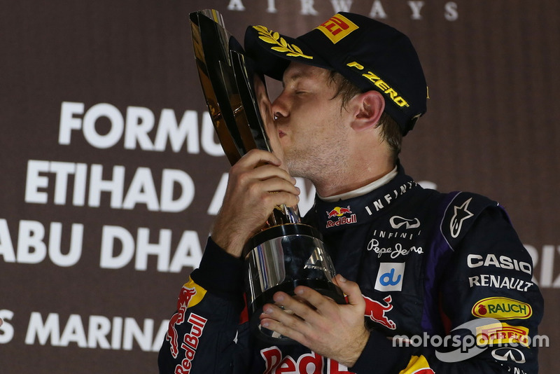 Podio: il vincitore della gara Sebastian Vettel, Red Bull Racing