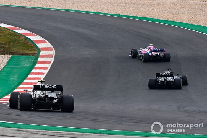 Lance Stroll, Racing Point RP20, Lewis Hamilton, Mercedes F1 W11, Valtteri Bottas, Mercedes F1 W11