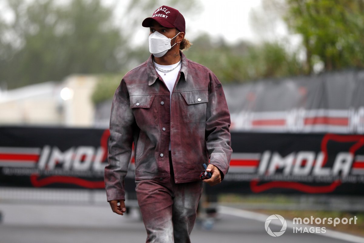 Lewis Hamilton, Mercedes-AMG arrival at Imola