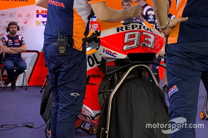 Detalle de la moto de Marc Márquez, Repsol Honda Team
