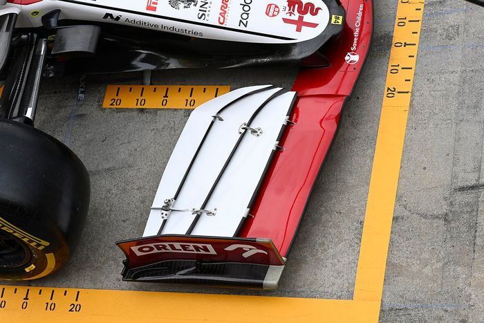 Detalle del alerón delantero del Alfa Romeo Racing C41