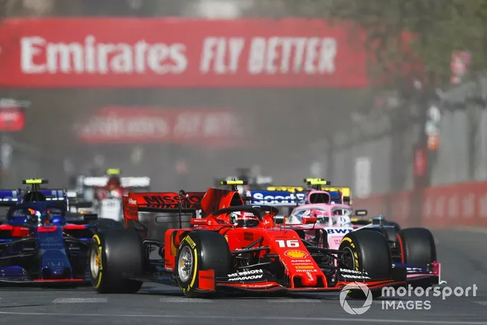 Charles Leclerc, Ferrari SF90, Lance Stroll, Racing Point RP19, Alexander Albon, Toro Rosso STR14