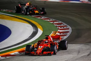 Sebastian Vettel, Ferrari SF71H and Max Verstappen, Red Bull Racing RB14 