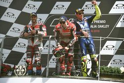 Podium: race winner Jorge Lorenzo, Ducati Team, second place Andrea Dovizioso, Ducati Team, third place Valentino Rossi, Yamaha Factory Racing
