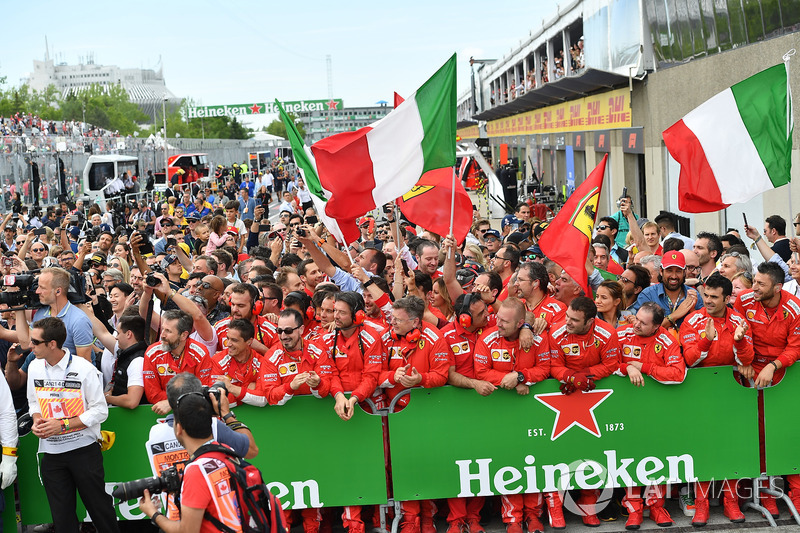 Race winner Sebastian Vettel, Ferrari celebrates in parc ferme