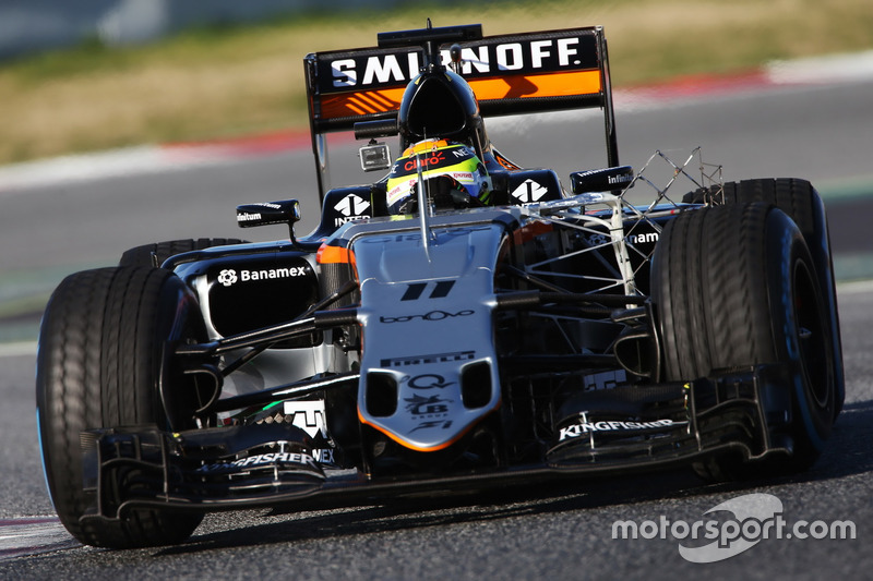 Sergio Perez, Sahara Force India F1 VJM09 unterwegs mit Sensoren am Auto