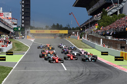 Sebastian Vettel, Ferrari SF70H leads at the start of the race