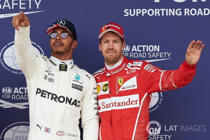  Pole man Lewis Hamilton, Mercedes AMG F1, Sebastian Vettel, Ferrari