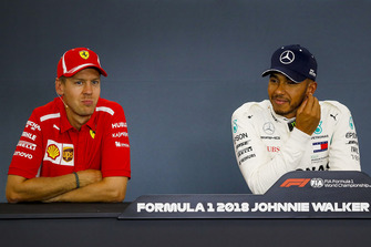 Sebastian Vettel, Ferrari e Lewis Hamilton, Mercedes AMG F1, in conferenza stampa