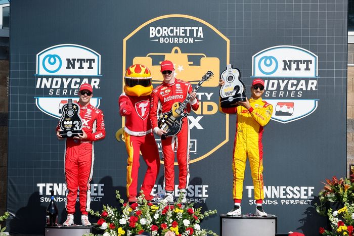 Scott McLaughlin, Equipo Penske, Josef Newgarden, Equipo Penske, Alex Palou, Chip Ganassi Racing
