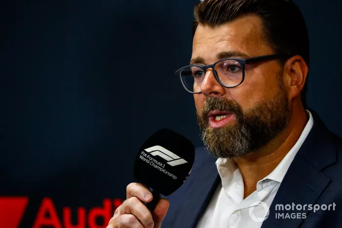 Oliver Hoffmann, Jefe de Desarrollo Técnico de Audi Sport GmbH, en la rueda de prensa anunciando la entrada de Audi en la Fórmula 1 en 2026