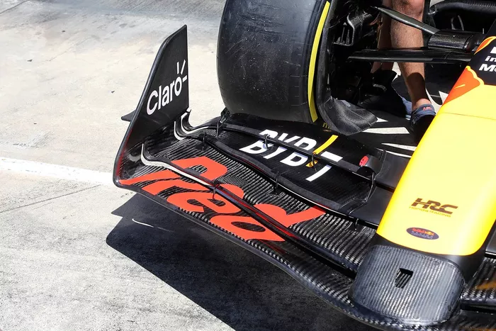 Détail de l'aile avant de la RB20 de Red Bull Racing
