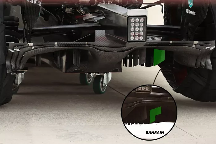 Comparación del difusor del Mercedes W12 