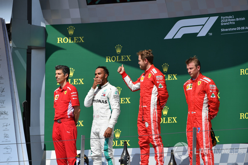 Claudio Albertini, Ferrari, Lewis Hamilton, Mercedes-AMG F1, Sebastian Vettel, Ferrari, Kimi Raikkonen, Ferrari