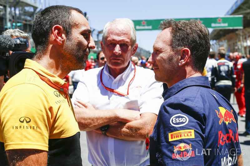 Cyril Abiteboul, Helmut Markko, Consultant y Christian Horner