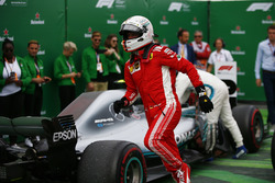 Sebastian Vettel, Ferrari, 1st position, celebrates victory in Parc Ferme