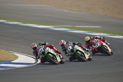 Tom Sykes, Kawasaki Racing Team, Jonathan Rea, Kawasaki Racing Team et Chaz Davies, Aruba.it Racing - Ducati Team