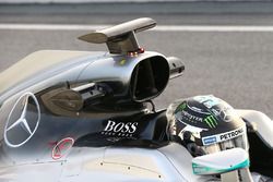 Nico Rosberg, Mercedes AMG F1 W07 engine cover air box detail