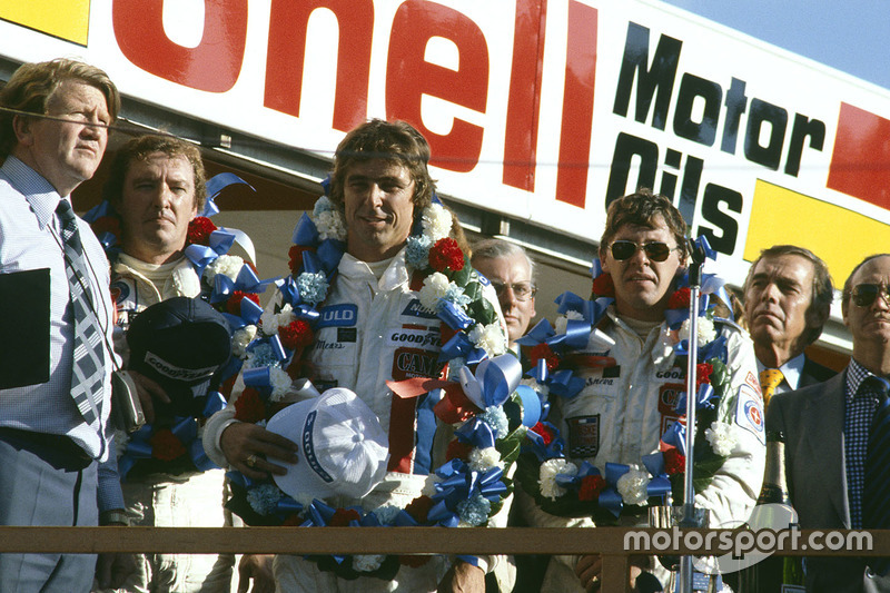 Podium: winner Rick Mears, second place Tom Sneva, third place Johnny Rutherford