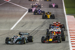 Lewis Hamilton, Mercedes F1 W08; Daniel Ricciardo, Red Bull Racing RB13; Felipe Massa, Williams FW40