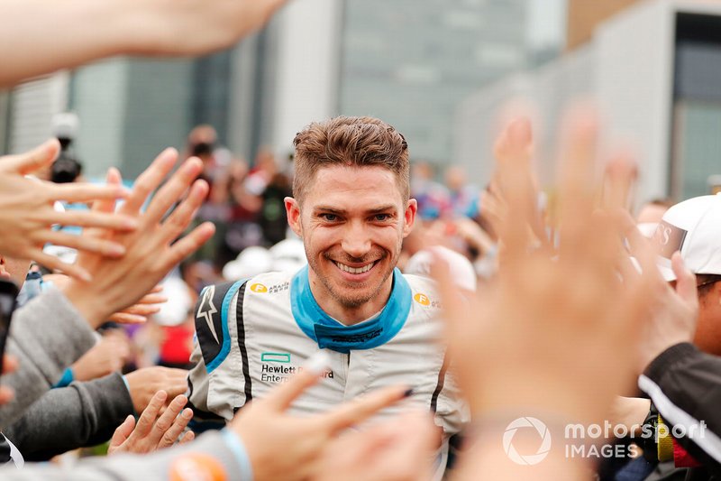 Edoardo Mortara, Venturi Formula E, celebrates at the podium