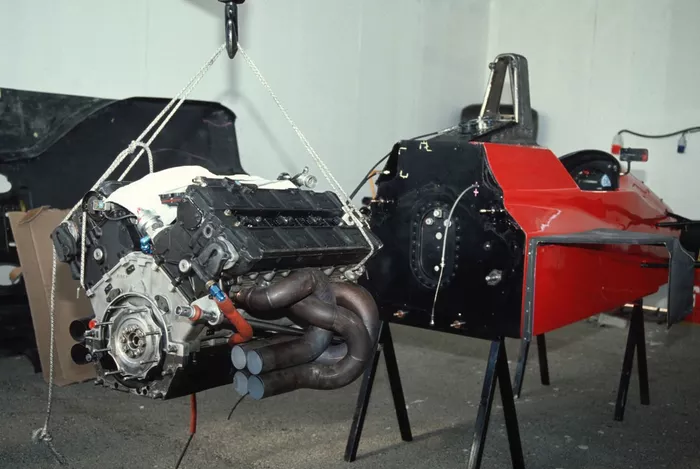 A Judd engine ready to be fitted to the Life F190