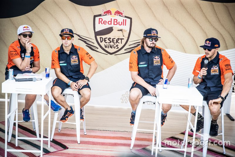 #17 Red Bull KTM Factory Racing KTM: Laia Sanz, #77 Red Bull KTM Factory Racing KTM: Luciano Benavides, #3 Red Bull KTM Factory Racing KTM: Toby Price, #14 Red Bull KTM Factory Racing KTM: Sam Sunderland