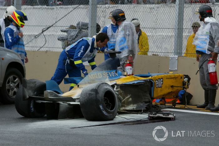 La monoplace accidentée de Fernando Alonso (Renault R23)